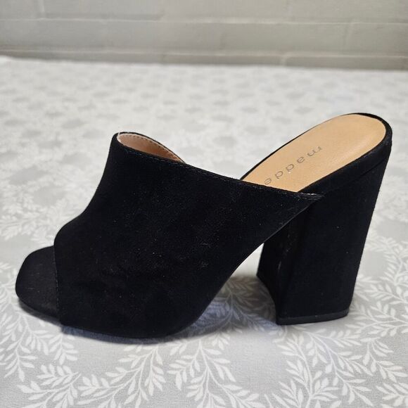 Madden Girl Slip On Mule Sandal Size 6 Black Chunky Heel - Picture 11 of 12
